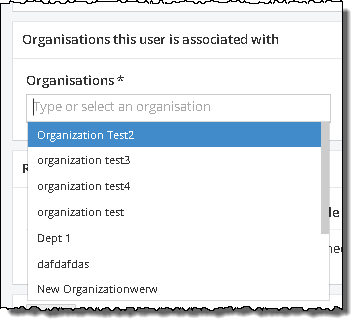 Type or select an organization from the Organizations list.